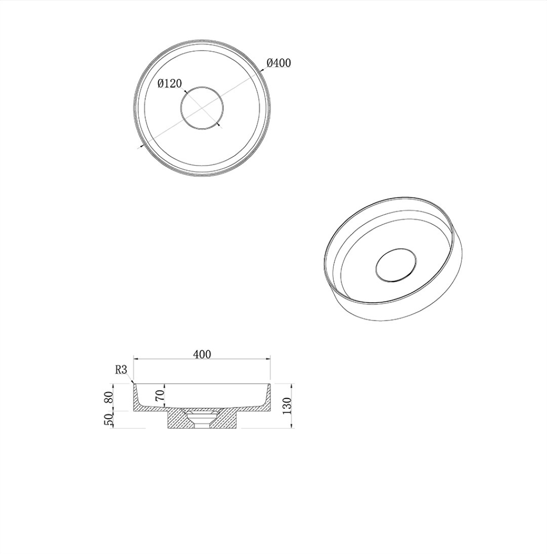 Раковина накладная Ø40 см ArmadiArt Sole Corian 801-R-ral6005