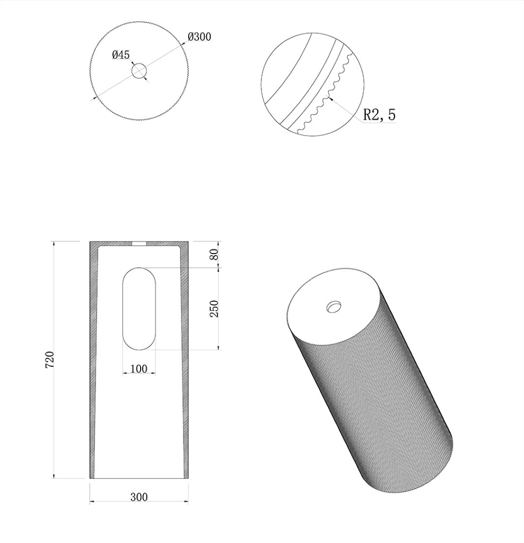 Пьедестал для раковины Ø30 см ArmadiArt Sole Corian 801-Base-Rib-GM