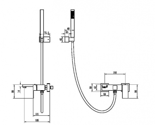 Смеситель для ванны Boheme Qubic 473-CB